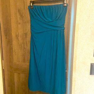 The Limited teal strapless dress.